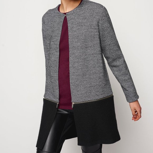 KARL LAGERFELD Grey Mixed Tweed Longline Jacket - Picture 3 of 3